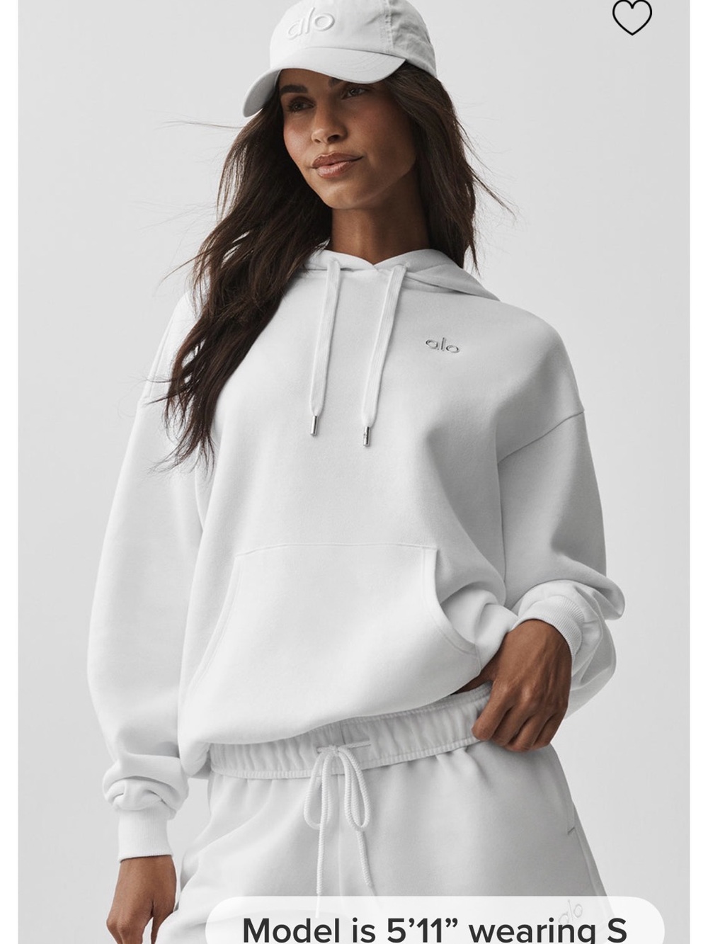 ALO Yoga White Cozy Pullover Hoodie with Subtle Logo